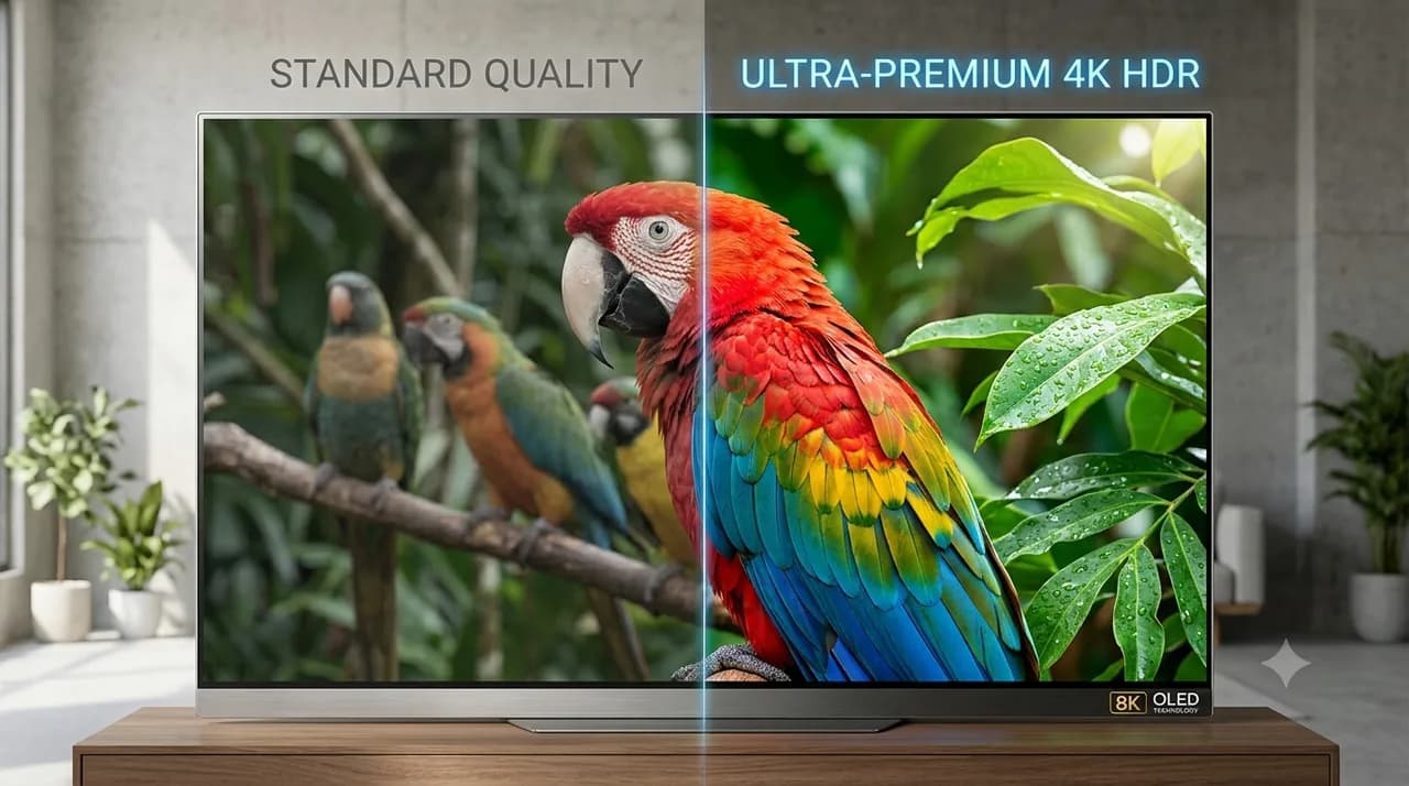 Sammenligning av bildekvalitet som viser hvorfor IPTV Nordic er blant de beste IPTV-tjenestene i 4K