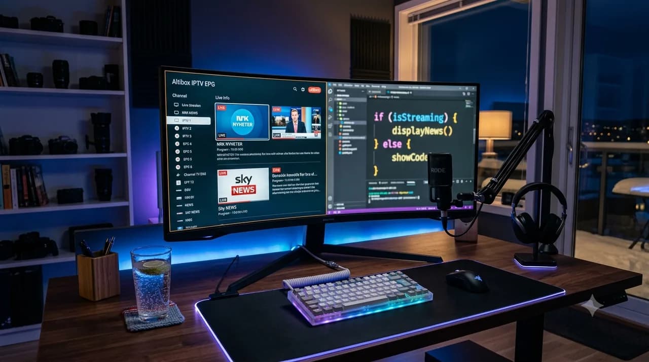 Skjerm med elektronisk programguide (EPG) i IPTV Nordic