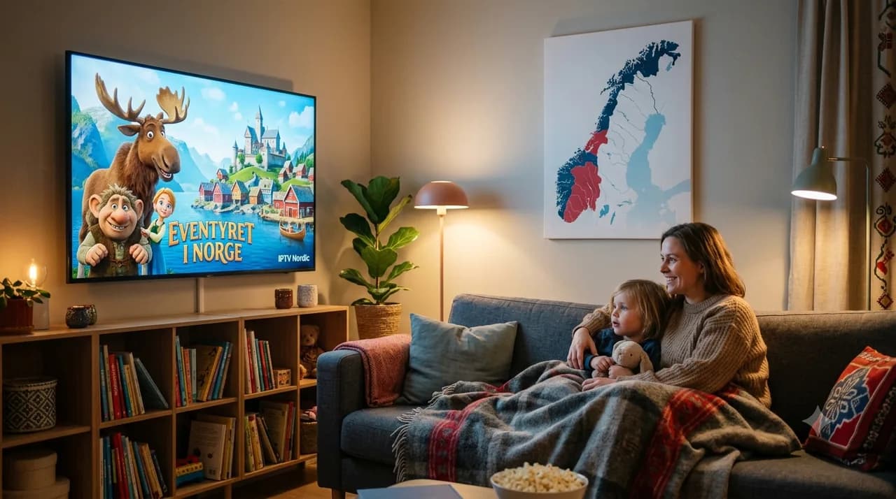 Mother and child watching a family movie on TV with IPTV – IPTV for families